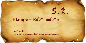 Stemper Kálmán névjegykártya